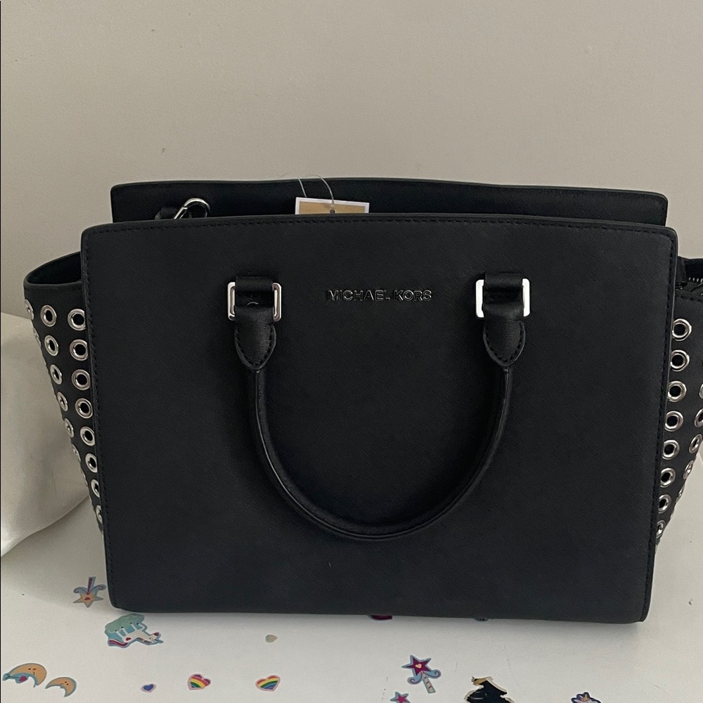 Michael Kors Black Satchel with Silver Accents